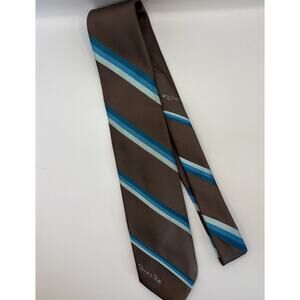 OSCAR DE LA RENTA Vintage Striped Tie Maroon & Blue Shades Bold Classic Stripes